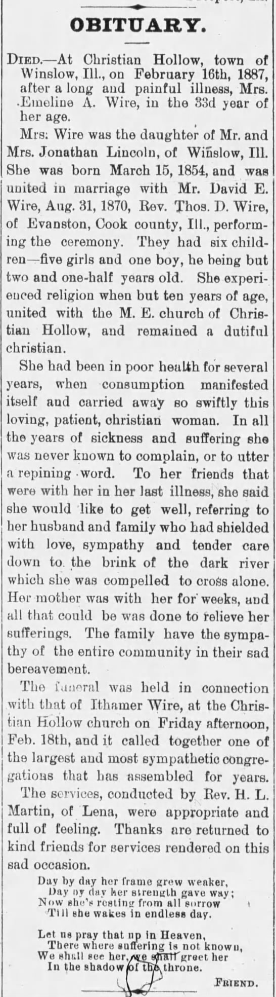 emeline's obituary