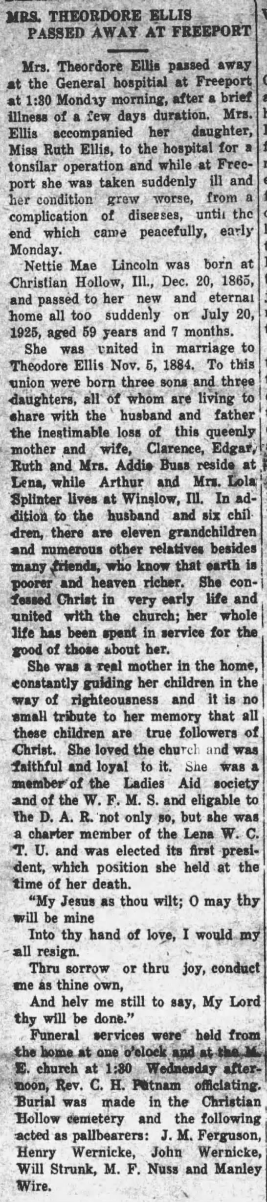 Nettie May's obituary