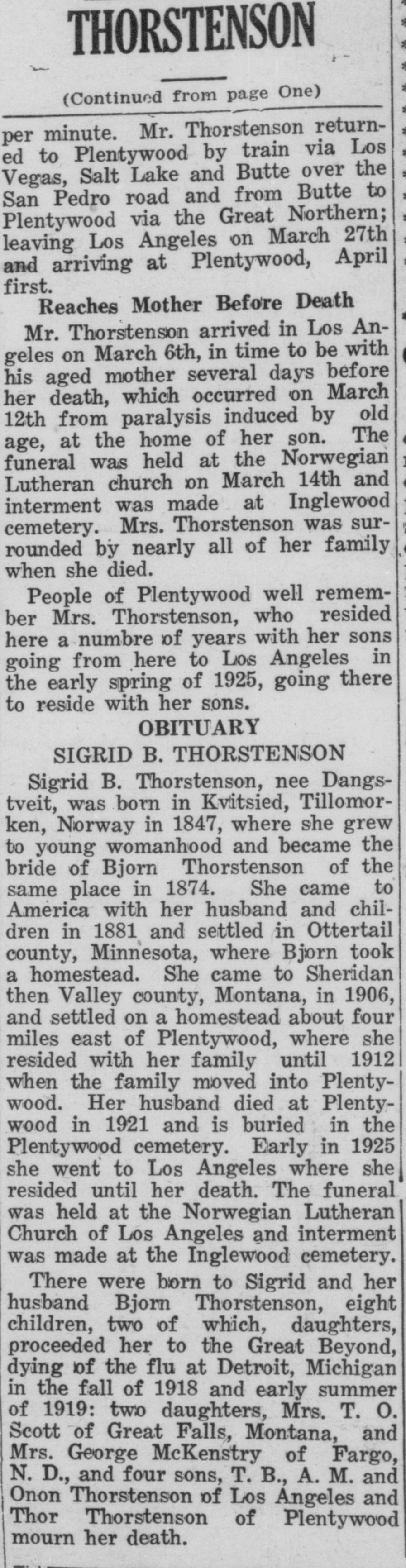 Sigrid's Obituary